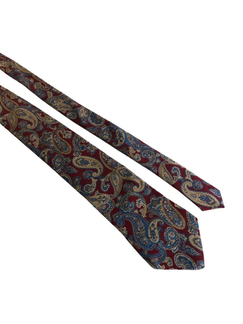 Hardy Amies London Silk Tie Red Blue Beige Paisley Mens Necktie Work Formal Gift